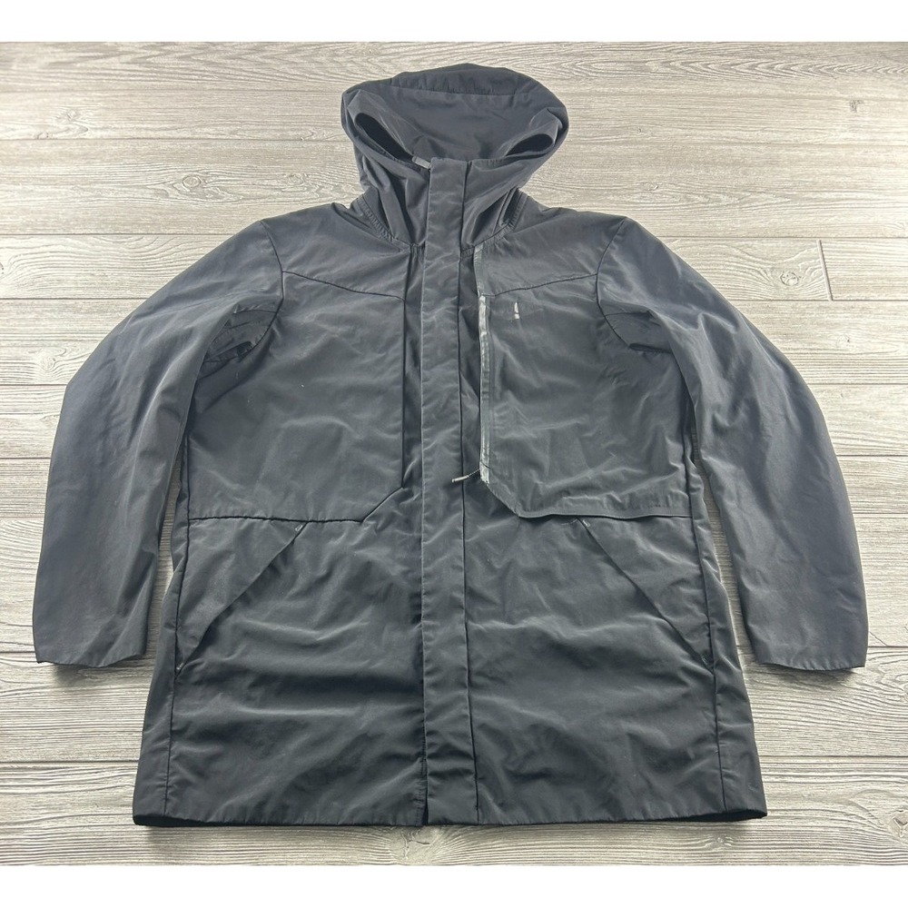 Nike Womens Waterproof Jacket Long Parka Sportswear Medium Hooded Full Zip Black